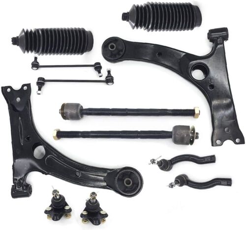Topicksap - For 03-08 Toyota Corolla 12pc Front Suspension Kit, Front Lower Control Arms, Front Lower Ball Joints, Front Sway Bar End Links, Front Inner & Outer Tie Rod Ends, Boots - Appears New - Lot 332
