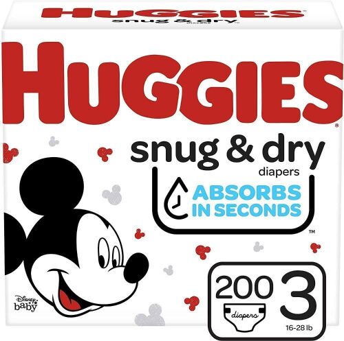 Huggies Snug & Dry Baby Diapers, Size 3, 200 Count (4 Packs of 50) - NEW - Lot 387