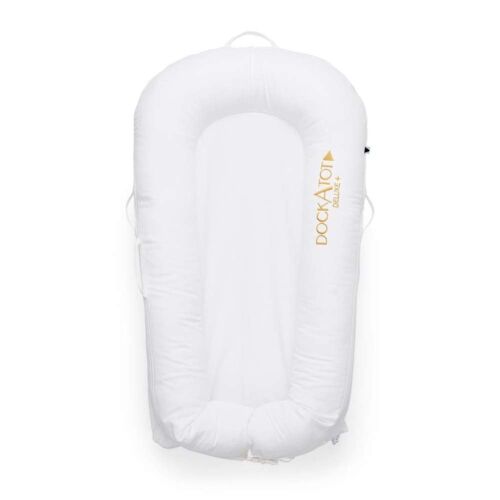 DockATot Deluxe+ Dock, The All in One Baby Lounger, Removeable Cover, 18" x 30-34", Pristine White - Appears New - Lot 392