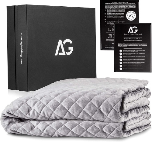 AG Bedding Removable Duvet Cover for Weighted Blanket - Duvet Cover - 60 x 80 Inches - Designed for Weighted Blanket Adult | Light Grey. NEW - Lot 447