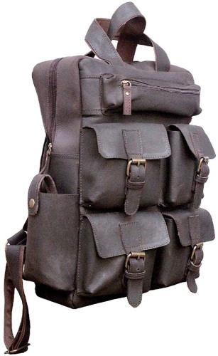 TUZECH 4 Pocket Buffalo Leather Large Vintage Rustic Look Messenger Bagpack - Fits Laptop Upto 15.6 Inches. NEW - Lot 463