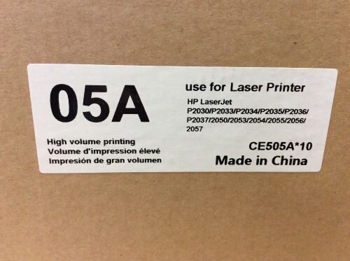 Compatible 10-Pack Black 05A CE505A Toner Cartridge by E4Print for LaserJet p2030/p2033/p2034/p2035/p2036/p2037/2050/2053/2054/2055/2056/2057 - NEW - Lot 493