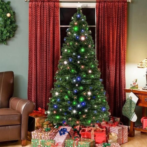 7ft Fiber Optic Artificial Christmas Pine Tree w/ 280 Lights, Stand. Appears New - Lot 632