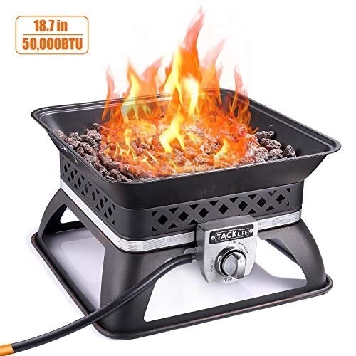 Tacklife Gas 18.7 Inch 50,000 BTU Auto-Ignition Portable Propane Fire Pit with Cove, Black. Appears New - Lot 81