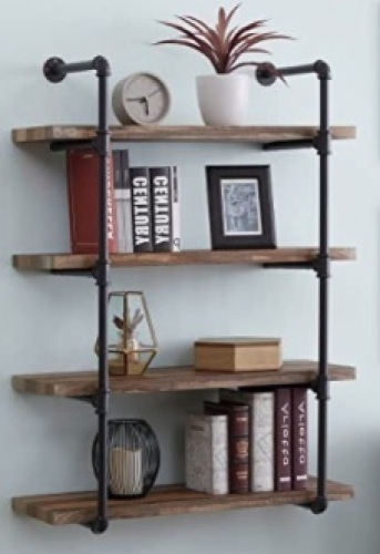 Homissue 4-Shelf Rustic Pipe Shelving Unit, Retro Brown. Appears New - Lot 109