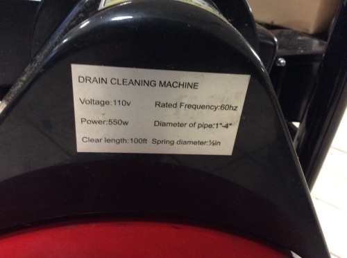 Drainage Cleaning Machine . 110v, 550w. E-Commerce. Appears New w/ Dent on Rim/Wheel. Powers On/ Not Tested Further. - Lot 122