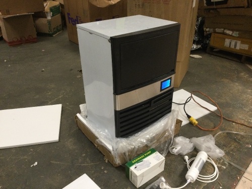 110V Commercial ice Maker 155lbs/24h with Electric Water Drain Pump, Full Clear Cube, Stainless Steel. Powers Up, Not Tested Further. E-Commerce Return - Lot 132