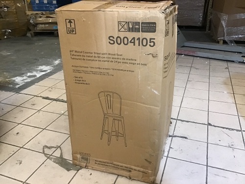 Luxor Gun Metal 24" Metal Counter Stool with Wood Seat, Set of 2. Appear New  - Lot 148