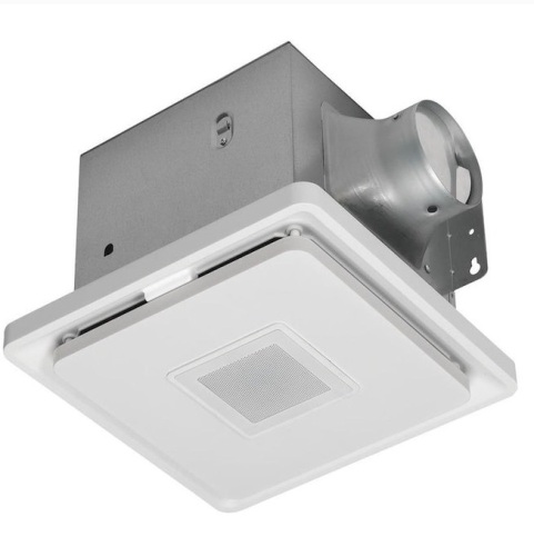 Home Netwerks™ square Bluetooth® bath fan with LED light and night lights, 1.5-Sone 110-CFM, White Bathroom Fan. Appears New - Lot 214