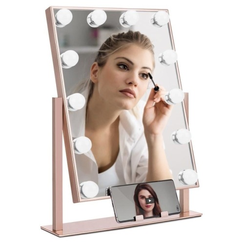 Hollywood Makeup Vanity Mirror w/ Smart Touch, Phone Holder, 12 LED Lights. Appears New - Lot 225