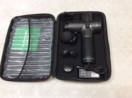 Handheld Portable Massage Gun with Attachments and Case. Appears New - Lot 275