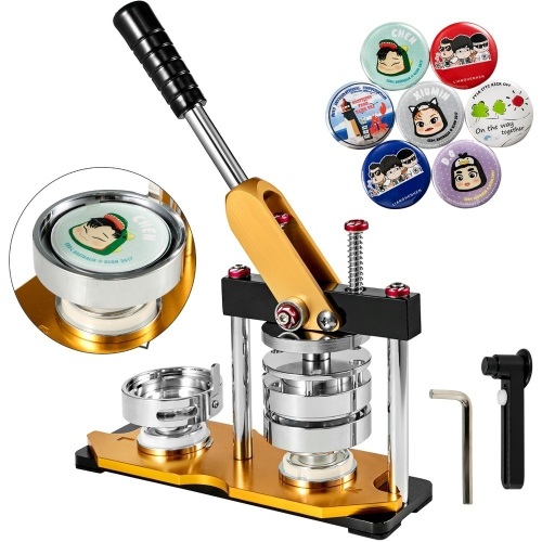 VEVOR Button Maker 58mm Badge Machine with 200 Sets Circle Button Parts Rotate Button Badge Maker Punch Press Machine for DIY Badges. Appears New - Lot 285