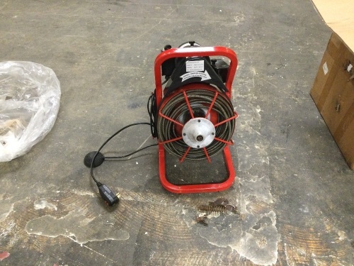 75 ft. x 3/8" Electric Drain Cleaning Machine. Powers Up and Turns, Not Tested Further.  - Lot 307