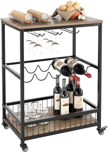 Wine Cart with Wine Rack and Glass Holder. Appears New - Lot 328
