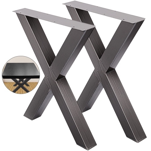 Table Legs 28.3" Inch X Shape Dining Table Desk 2pc Heavy Duty Stainless Metal. Appear New   - Lot 415