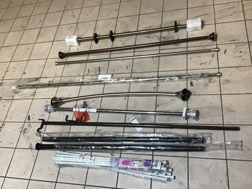 Lot of Curtain Rods & Tension Shower Rods, Assorted Sizes/Colors/Styles for Various Applications. Appear New - Lot 429