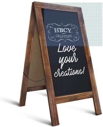 Homfa Wooden A-Frame Sidewalk Sign Message Blackboard, Sturdy Freestanding, 38.4" x 22.6", Magnetic Double Sided Sidewalk Menu Display/Chalkboard. Appears New.  - Lot 436