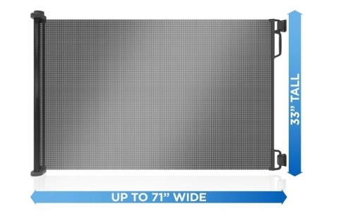 Perma Indoor/Outdoor Retractable Baby Gate 33" Tall, Extends to 71" Wide, Black. Appears New - Lot 456