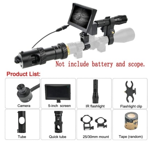 RHYTHMARTS [Upgrade] DIY Digital Night Vision Monoculars for Riflescope w/ 5" Screen & IR Flashlight Outdoor Hunting. Appears New - Lot 462