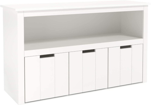 Homfa Children, White Wooden Storage Chest w/ 3 Drawers & Wheels, 40"W x 13"D x 24.25"H. Appears New - Lot 468