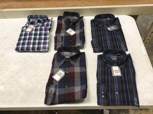 Lot of (5) New Van Heusen Men's Long Sleeve Dress Shirts, Size Small.  - Lot 507