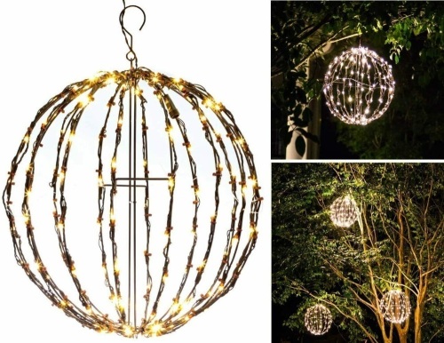 (2)  Elf Logic - Outdoor LED 16" Light Balls, Plug in. Appear New. Tested/Works w/ One Light Bent  - Lot 602