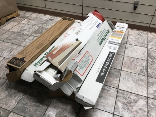 Pallet of Baseboard Heaters. Various Style/Applications. Untested. Appear New (1) Appears to Have Cosmetic Damage. Condition Unknown.  - Lot 612