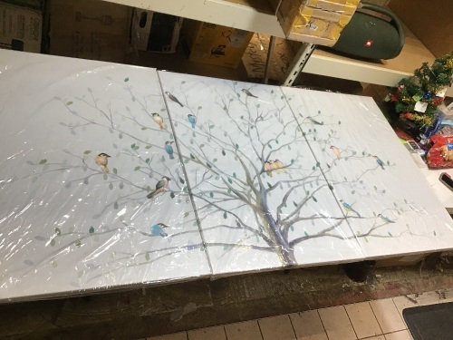 (3) Natural Panel Bird Paradise Wooden Wall Art. Appears New  - Lot 659