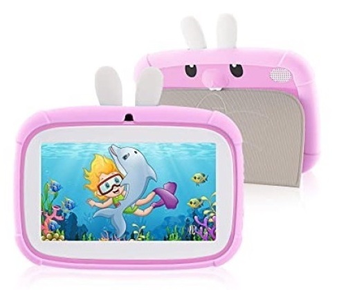 Veidoo Kids 7" Tablet, w/ Pink Bunny Case, 16GB. E-Commerce. Powers On/ Not Tested Further.  - Lot 717