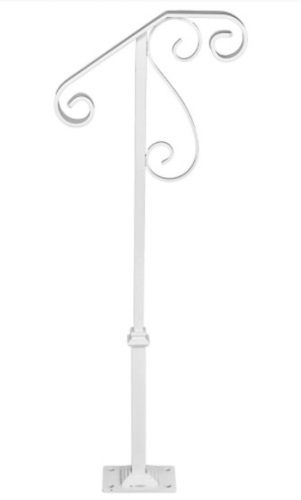 Handrail Wrought Iron Fits 1-2 Steps, Steel Grab Rail/Single Post Railing w/ Base - Lot 726