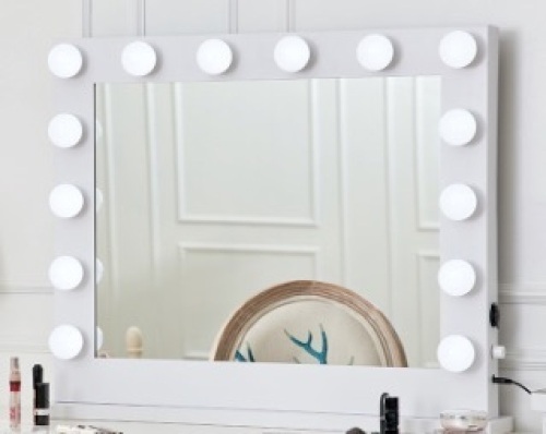 Hollywood Makeup Mirror w/ (14) LED Bulbs. E-Commerce Return. Tested/Works.  - Lot 733