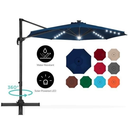 10ft Outdoor Steel Market Patio Umbrella Decoration w/ Tilt, Crank Lift, Navy Blue. Appears New - Lot 844