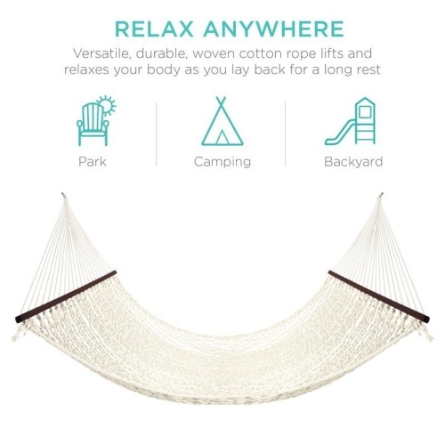 Cotton Rope 2-Person Double Hammock w/ Spreader Bars, Carrying Case. Appears New - Lot 849