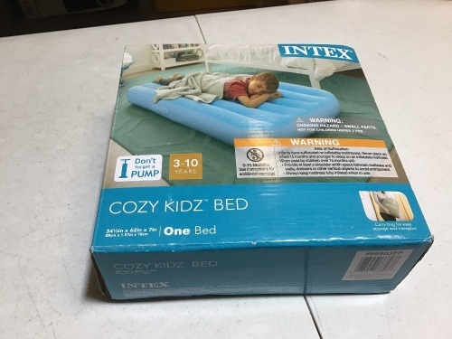 Intex Cozy Kidz Inflattable Air Mattress, 34.5 x 62 x 7" w/ Carrying Bag for Easy Storage & Transport. Appears New.  - Lot 865