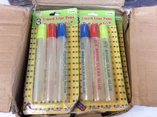 Box of (24) 3-Packs of Washable Liquid Glue (72 Tubes Total). Appears New  - Lot 870