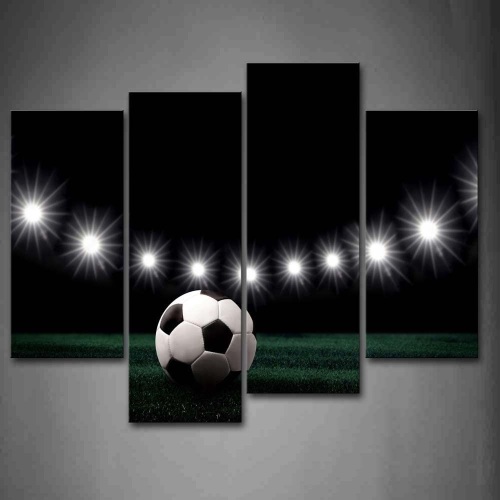 Eleven White Lights, (4) Panel Soccer Wall Art Print On Canvas for Home Modern Decoration. Appears New - Lot 917