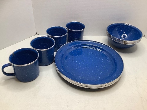 12 Piece Enamel Table Set, Ecommere Return, Appears New - Lot 299