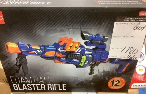 Electric Soft Foam Ball Long-Distance Blaster Toy w/ Barrel Extension, Bipod - Lot 1780