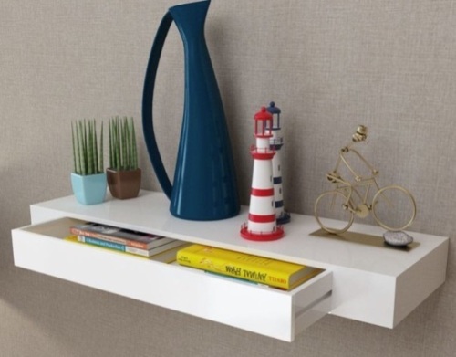 vidaXL White MDF Floating Wall Shelf, Appears new - Lot 50