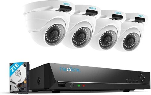REOLINK 4MP 8CH PoE Security Camera System, 4pcs Wired 1440P Security IP Camera, 4K 8CH NVR with 2TB HDD for 24-7 Recording RLK8-420D4 - Lot 26