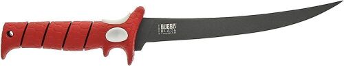 Bubba 9" Tapered Flex Fillet Knife with Non-Slip Grip Handle, Full Tang High Carbon Stainless Steel Titanium Coated Non-Stick Blade, Lanyard Hole and Sheath - Lot 252