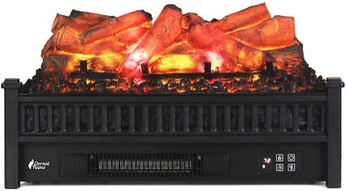 TURBRO Eternal Flame 23" Electric Fireplace Insert Log Heater, Thermostat, Timer, 1400W  - Lot 281