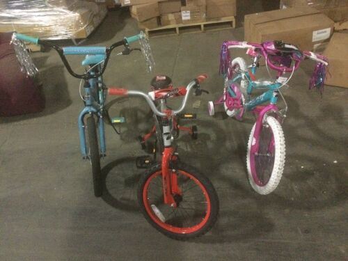 Lot of (3) Kids Bikes, Pink - Broken Training Wheel, Red - Broken Brake Cable, Blue -  Missing Pedal  - Lot 420