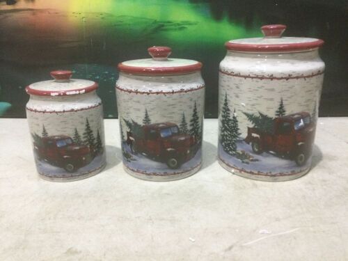 Set of (3) Winter Themed Canisters  - Lot 1004