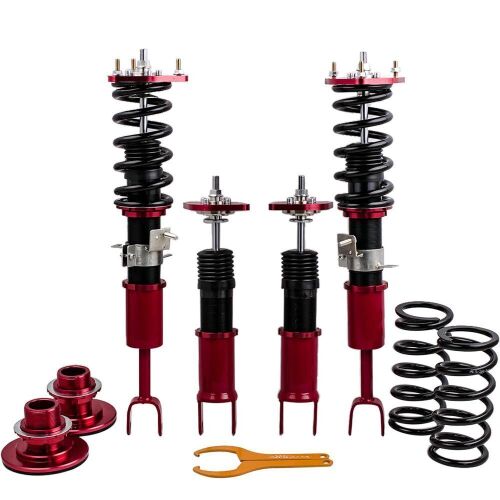 maXpeedingrods Coilovers Kits Racing Shocks For Nissan Fairlady 350Z Z33 Height Adj. Red Struts - Lot 1100