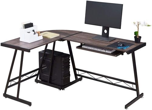 Classic L-Shaped Computer Gaming Desk with CPU Stand  - Lot 1115