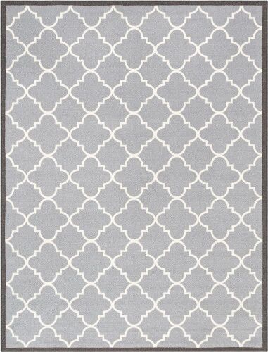 Well Woven Kings Court Brooklyn Trellis Modern Grey Geometric Lattice 3'3" x 4'7" Indoor/Outdoor Area Rug - Frayed Edge - Lot 1130