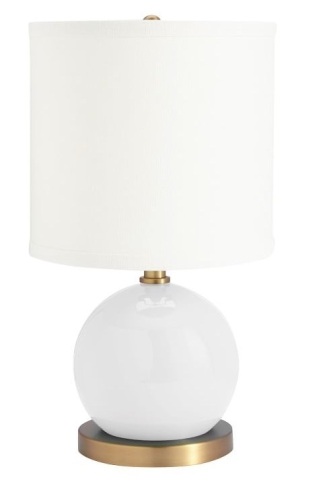 Potter Barn Mini Tilda Lamp, White, Small Paint Chips on Top of Ball, Ecommerce Return - Lot 110