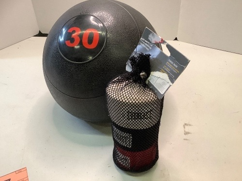 30 lb Excercise Ball, Pack of 3 Everlast Handwraps, Ecommerce Return - Lot 177