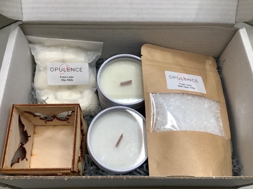 Lot of (5) Sheer Opulence Soy Candle Gift Box, (Fresh Linen), Appears New - Lot 225